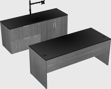 Parallel desk with credenza