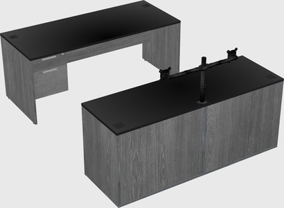 Parallel desk with credenza
