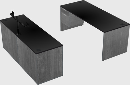 Parallel desk with credenza