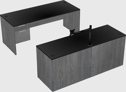 Parallel desk with credenza