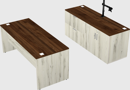 Parallel desk with credenza