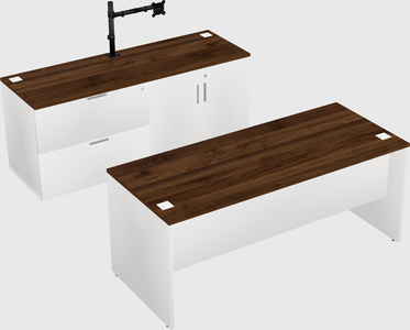 Parallel desk with credenza
