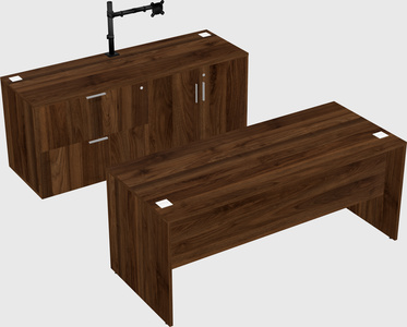 Parallel desk with credenza