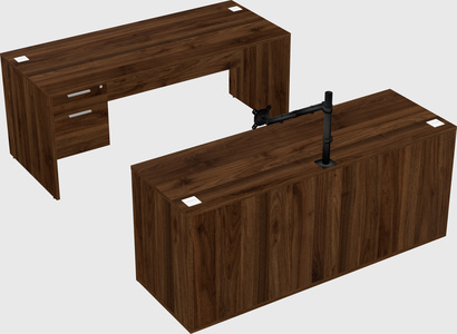 Parallel desk with credenza