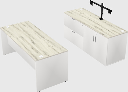 Parallel desk with credenza