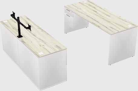 Parallel desk with credenza