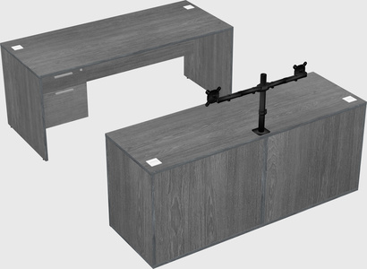 Parallel desk with credenza