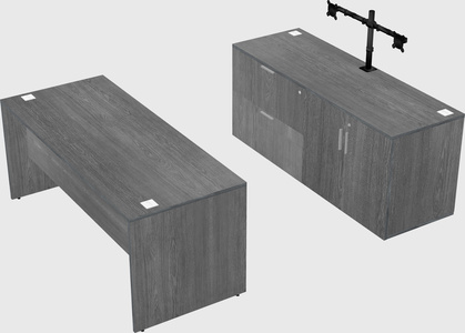 Parallel desk with credenza