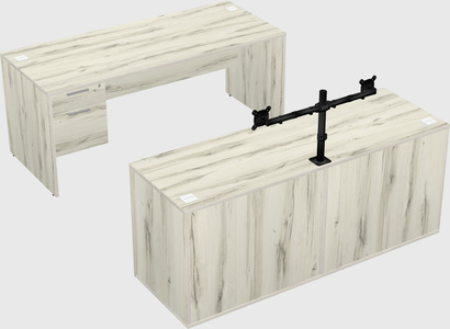 Parallel desk with credenza