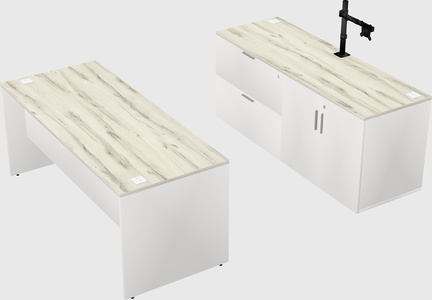 Parallel desk with credenza