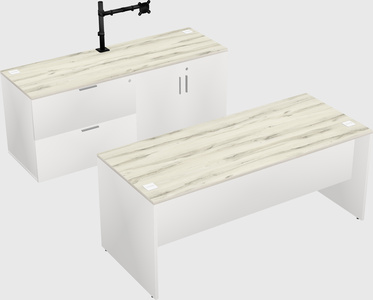 Parallel desk with credenza
