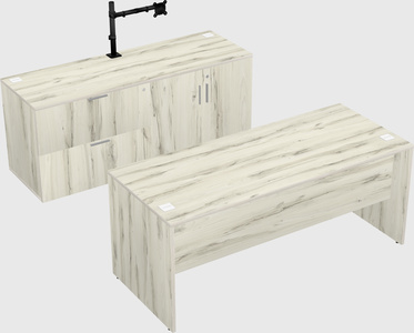 Parallel desk with credenza