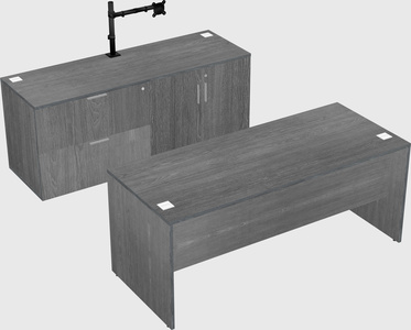 Parallel desk with credenza