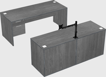 Parallel desk with credenza