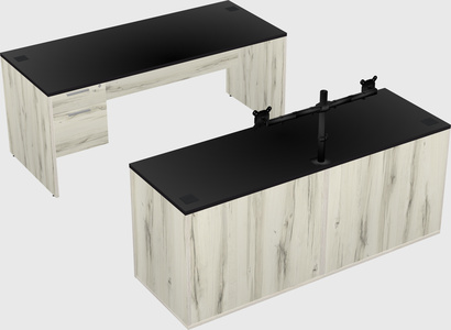 Parallel desk with credenza