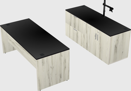 Parallel desk with credenza