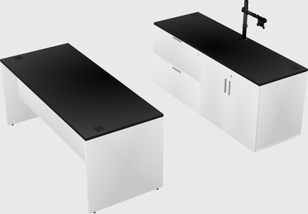 Parallel desk with credenza