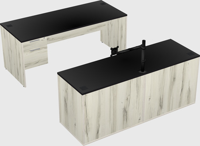 Parallel desk with credenza