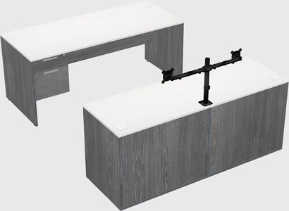 Parallel desk with credenza