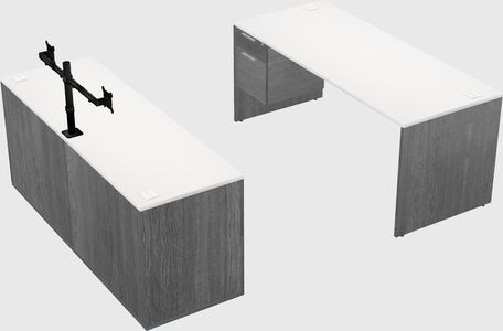 Parallel desk with credenza