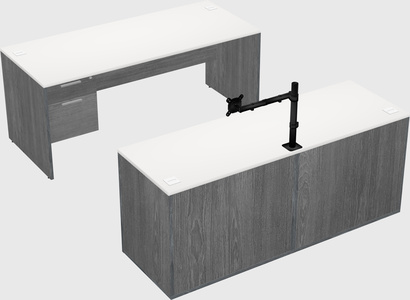 Parallel desk with credenza