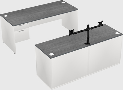 Parallel desk with credenza