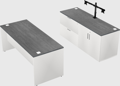 Parallel desk with credenza