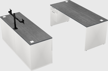 Parallel desk with credenza