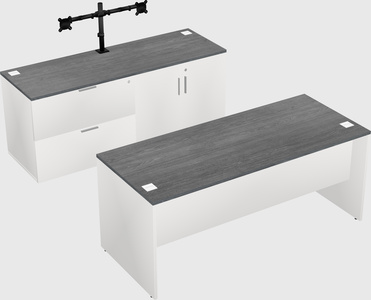 Parallel desk with credenza