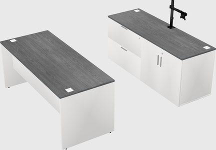 Parallel desk with credenza