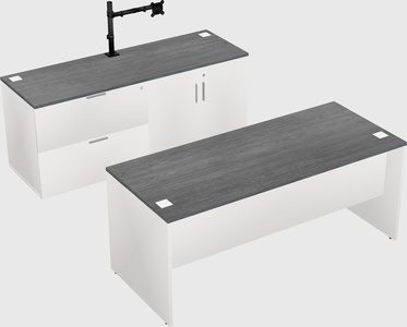 Parallel desk with credenza