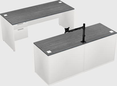 Parallel desk with credenza