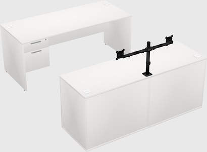 Parallel desk with credenza