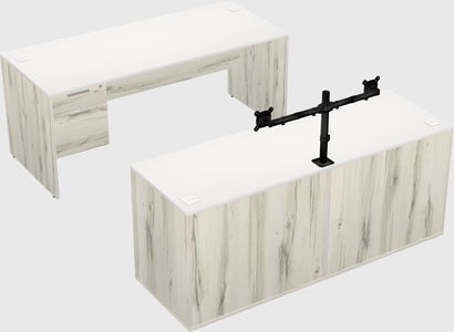 Parallel desk with credenza