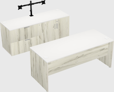 Parallel desk with credenza