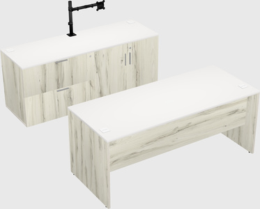 Parallel desk with credenza