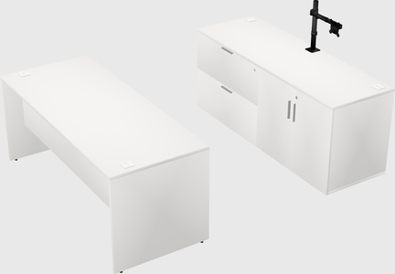 Parallel desk with credenza