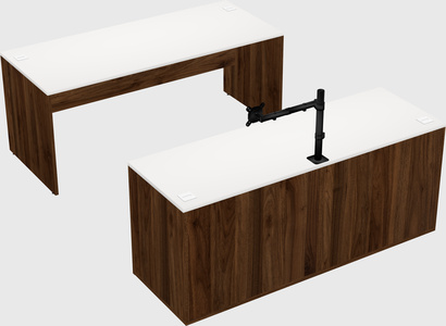 Parallel desk with credenza