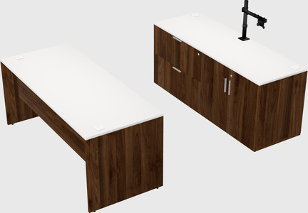 Parallel desk with credenza