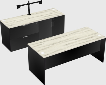 Parallel desk with credenza