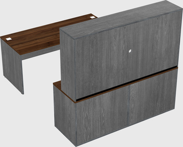 Parallel desk with credenza