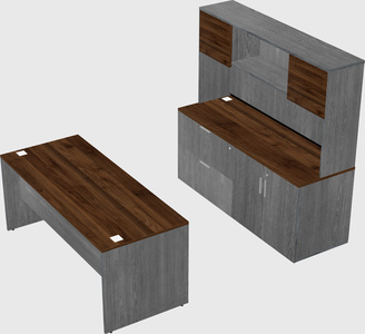 Parallel desk with credenza