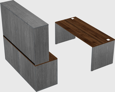 Parallel desk with credenza
