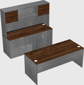 Parallel desk with credenza