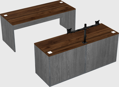 Parallel desk with credenza