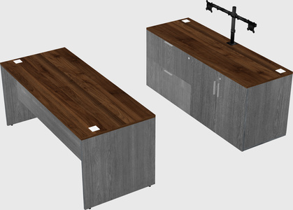 Parallel desk with credenza