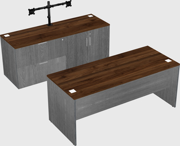 Parallel desk with credenza