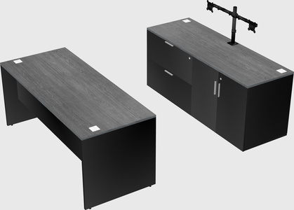 Parallel desk with credenza
