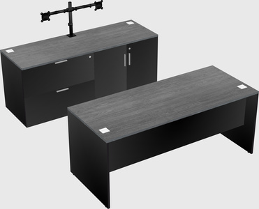 Parallel desk with credenza