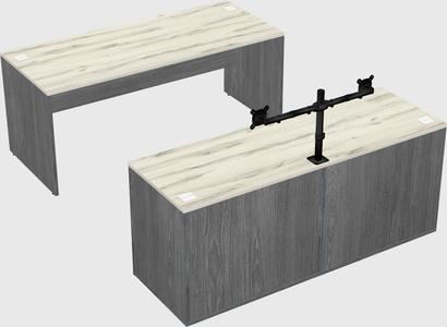 Parallel desk with credenza
